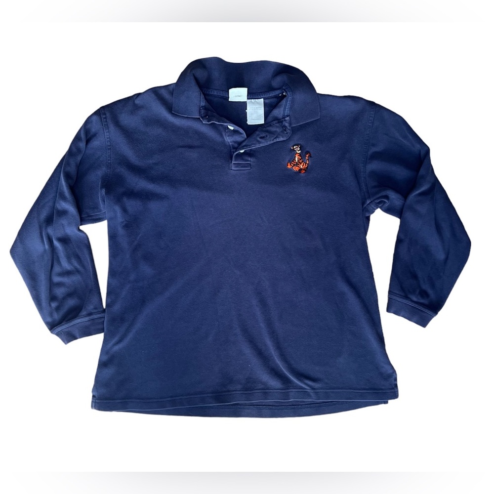 Disney Winnie the Pooh navy blue Tigger embroidered long sleeve polo shirt